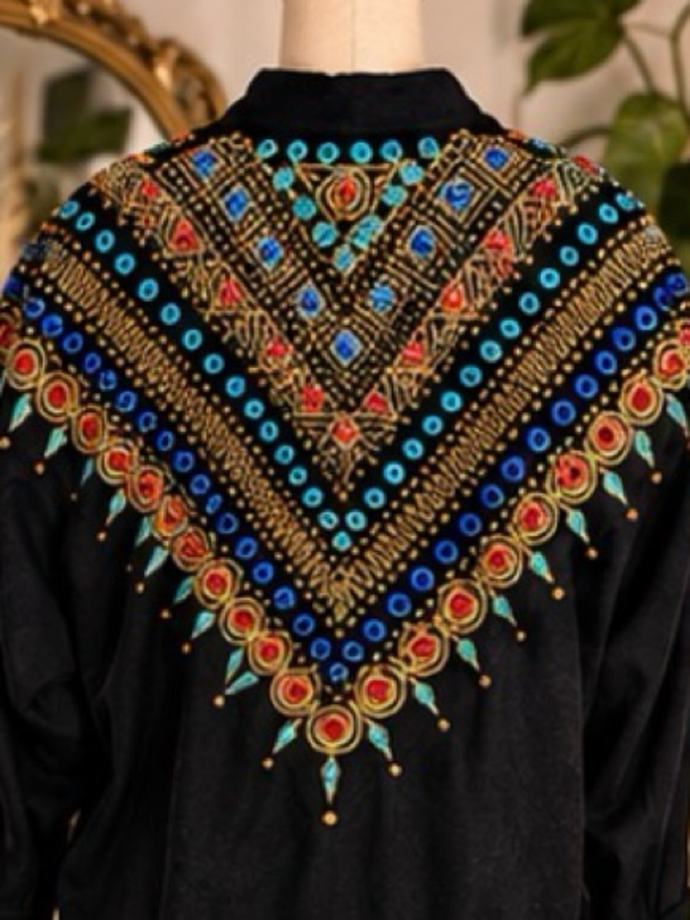 Vintage Artisan Laura Rogers Original Hand Painted Embellished Maximalist Jacket